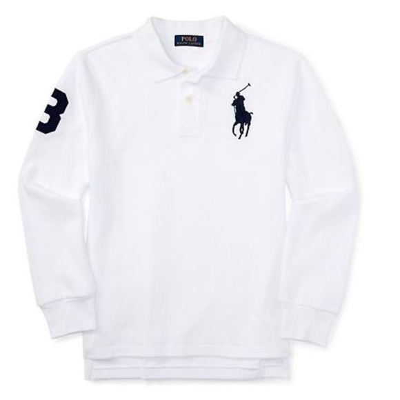NWT POLO RALPH LAUREN BABY BOYS CLASSIC WHITE LITTLE PONY POLO SHIRT LONG SLEEVE